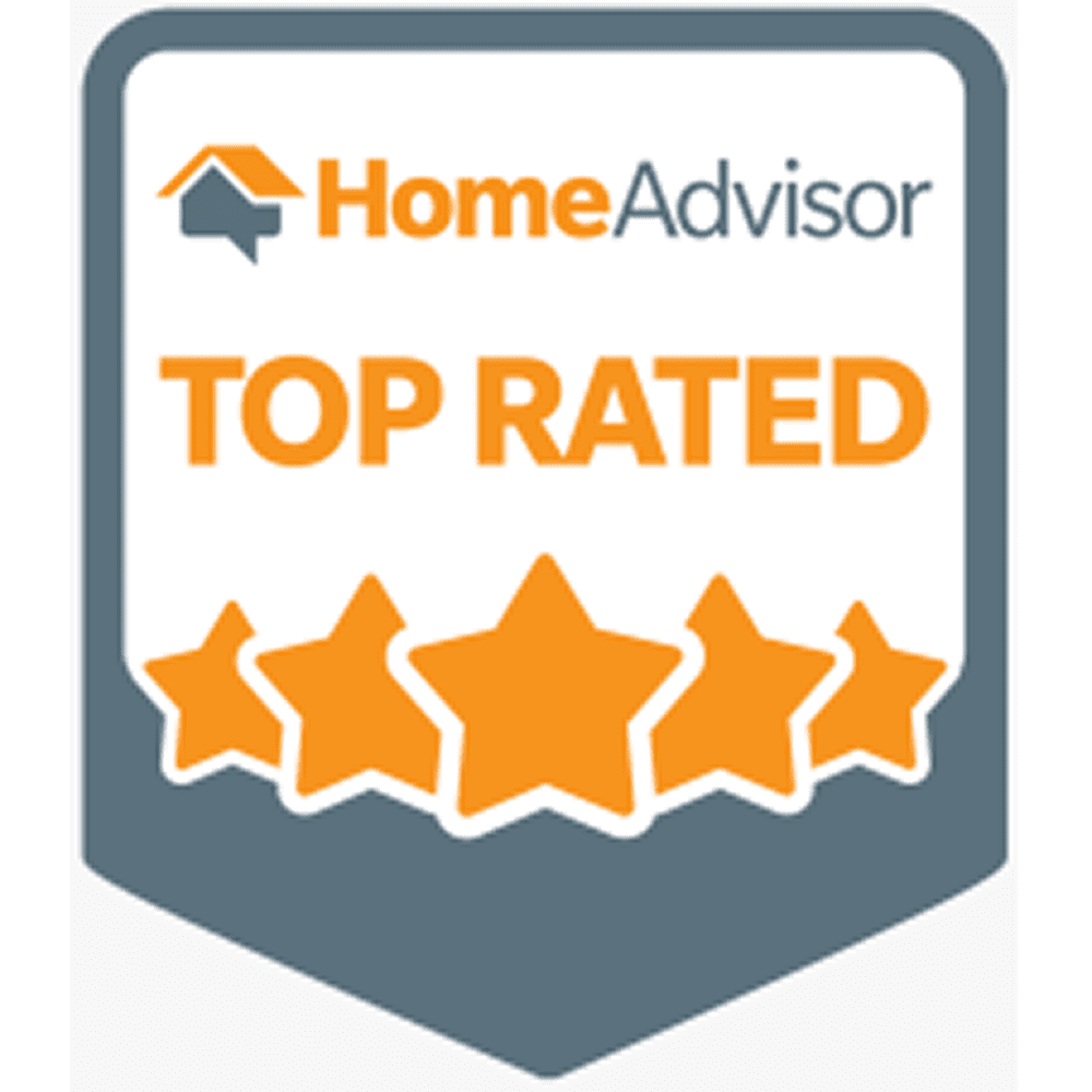HomeAdvisor Top Rated badge with stars.